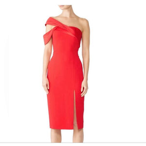 Jay Godfrey Red Finch One Shoulder Sheath Dress
